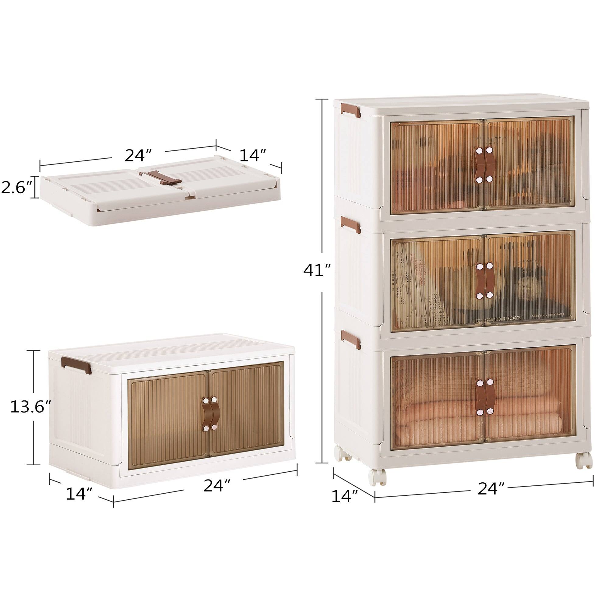 2.6" x 24" x 14"  
13.6" x 24" x 14"  
41" x 24" x 14"