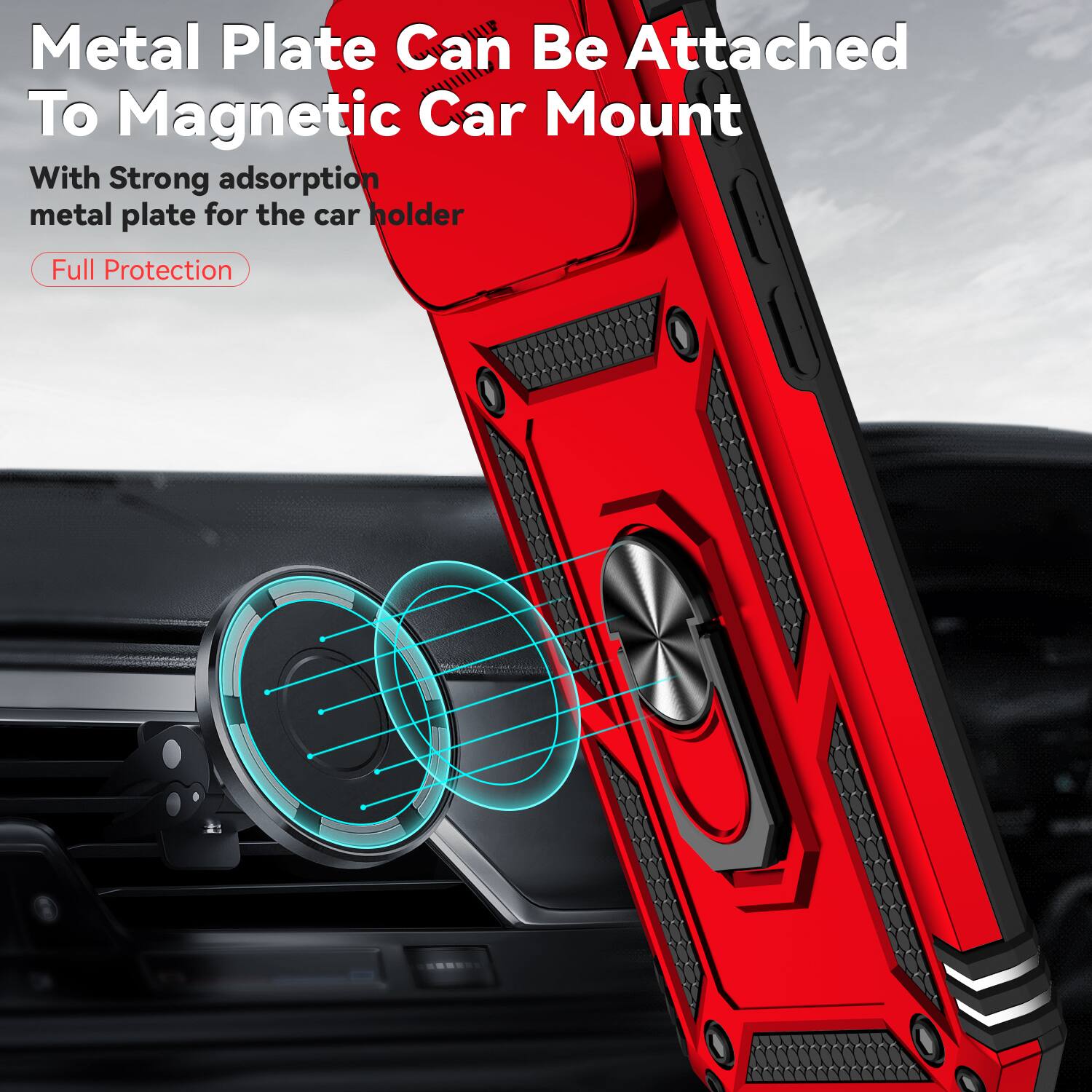 Metal Plate Can Be Attached To Magnetic Car Mount

With Strong adsorption metal plate for the car holder

Full Protection