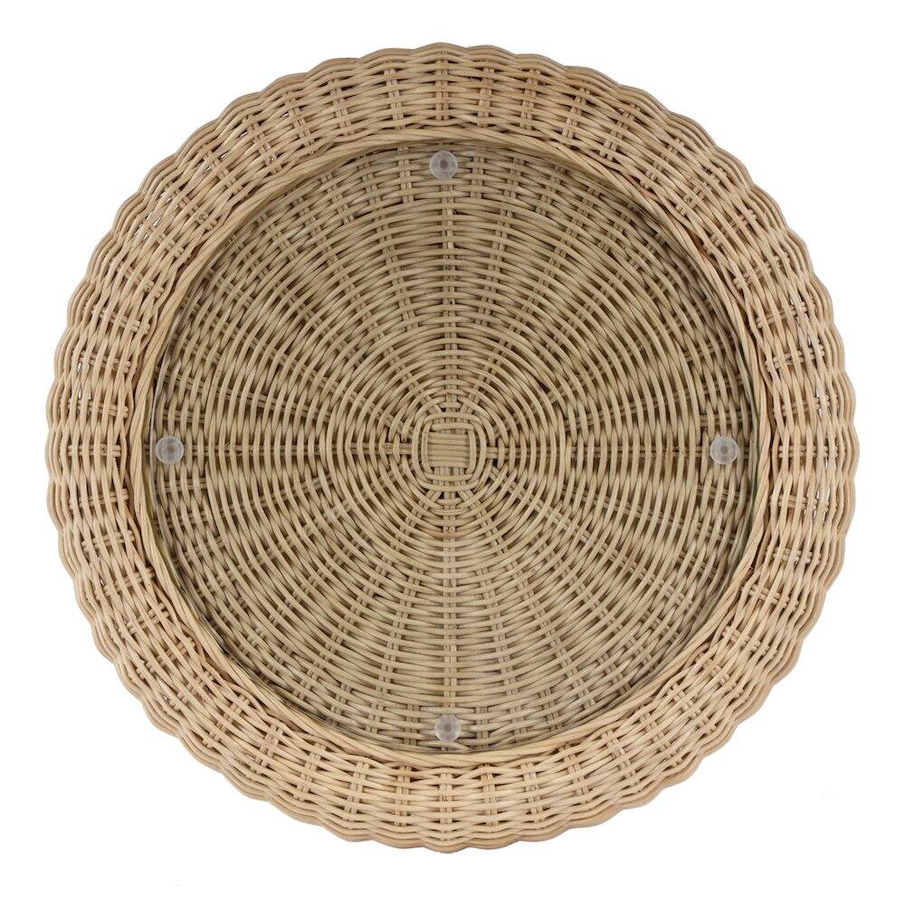 Angle. Butler Specialty - Flora Rattan Scalloped End table - Light Brown.