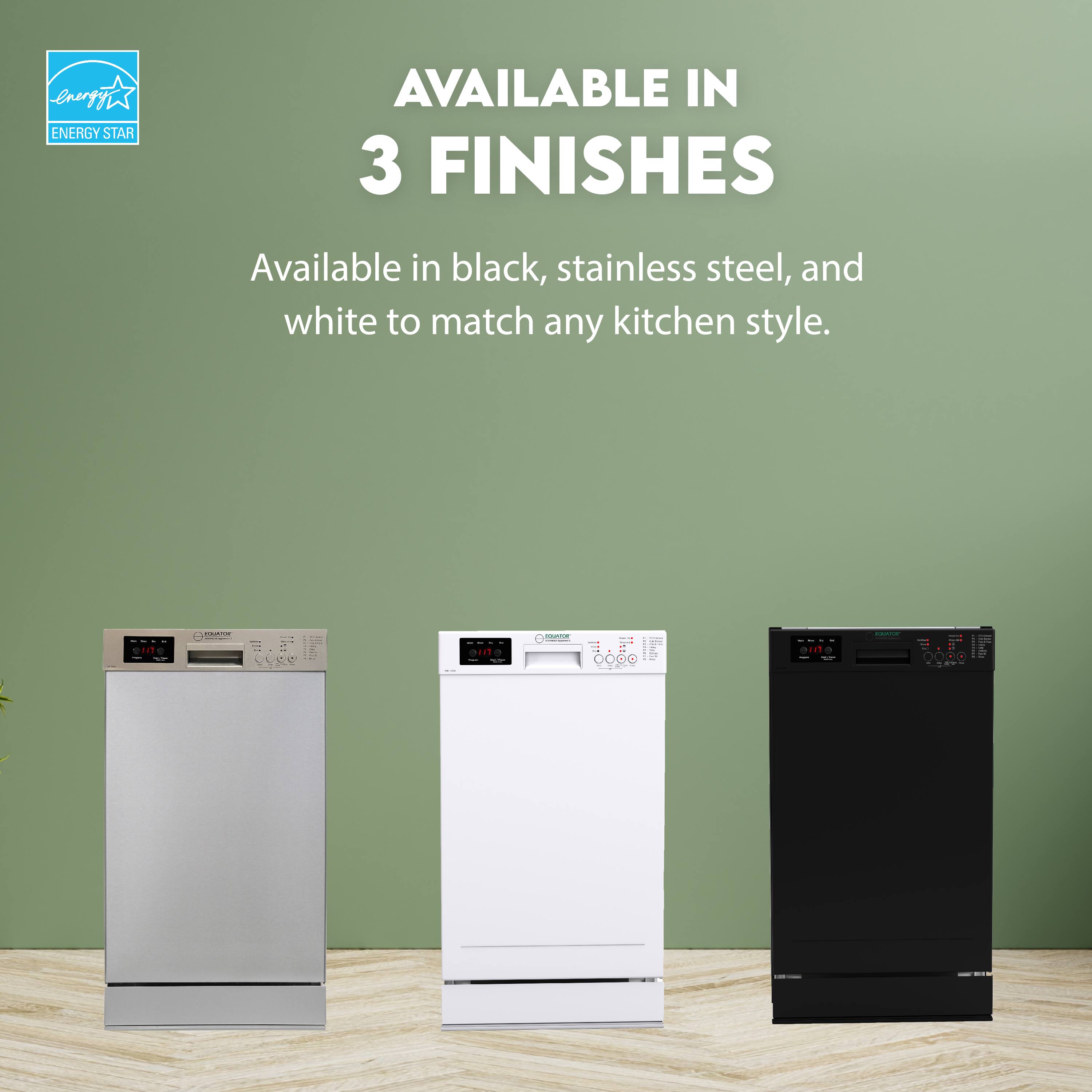 AVAILABLE IN 3 FINISHES

Available in black, stainless steel, and white to match any kitchen style.
