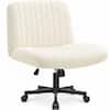 Front. Celtoss - Criss Cross Chair with Wheels, Home Office Cross-Legged Armless Chair, Ergonomic Computer Desk Chair with Wide Seat - Wheels-Beige.