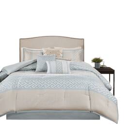 Gracie Mills - Theodore 7-Piece Jacquard Comforter Set - Aqua