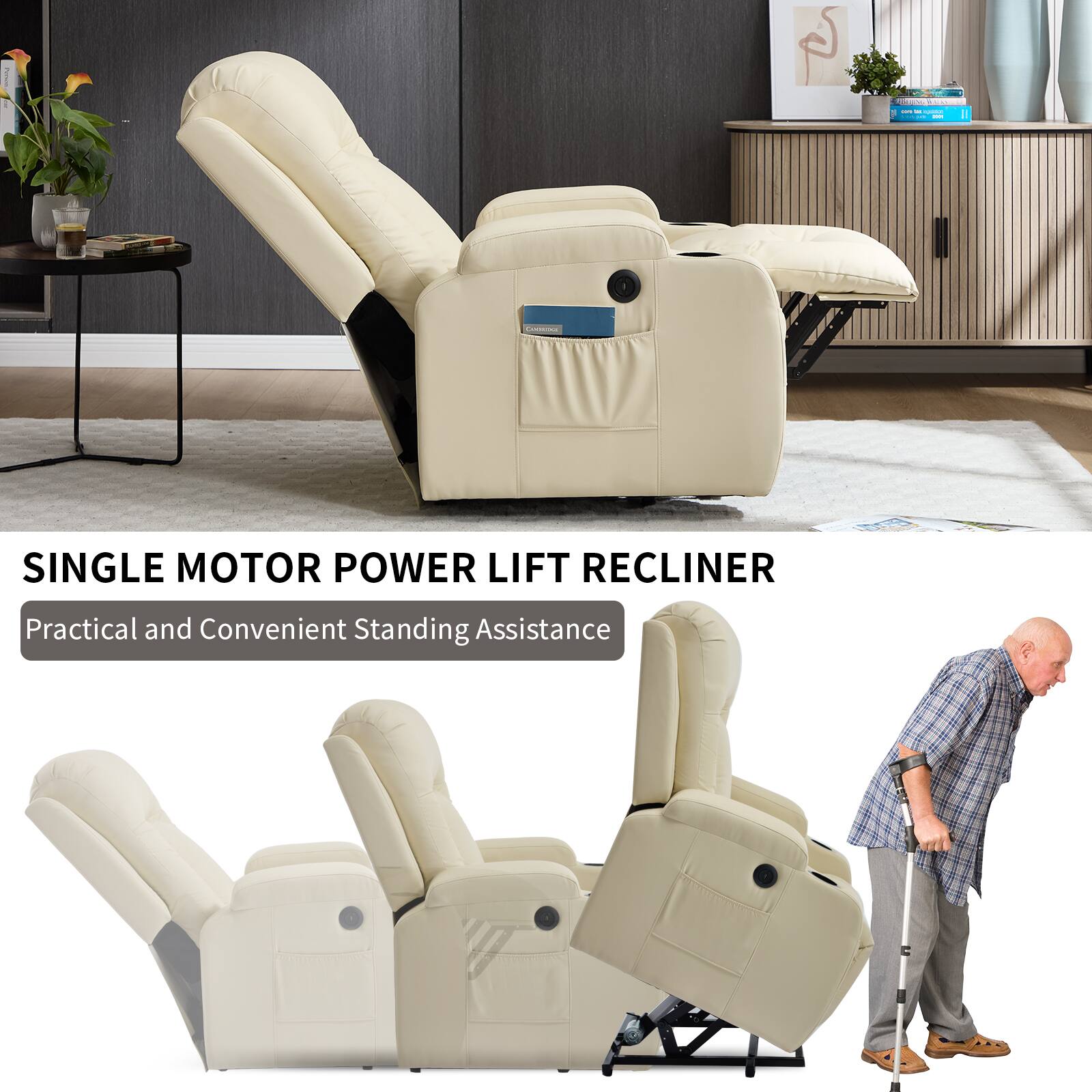 SINGLE MOTOR POWER LIFT RECLINER  
Practical and Convenient Standing Assistance