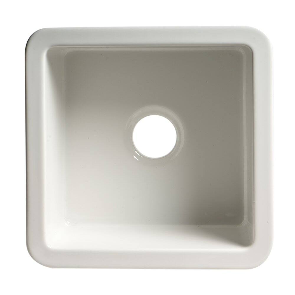 Alt View 1. Alfi - White Square 18" x 18" Undermount / Drop In Fireclay Prep Sink - White.