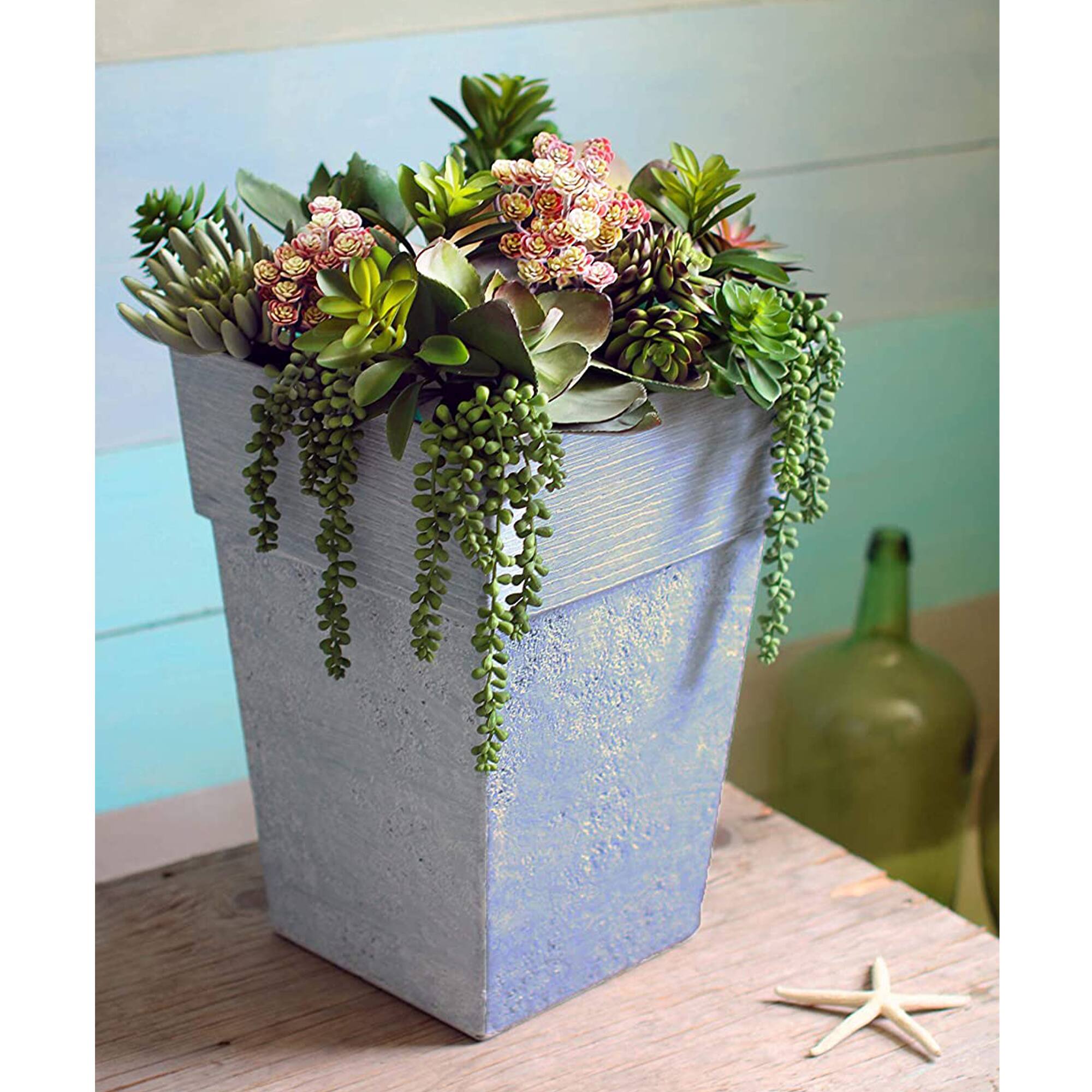 Alt View 3. The HC Companies - The HC Companies Avino 13 Inch Square Resin Flower Planter Pot, Oxidized Black - Oxidized Black.