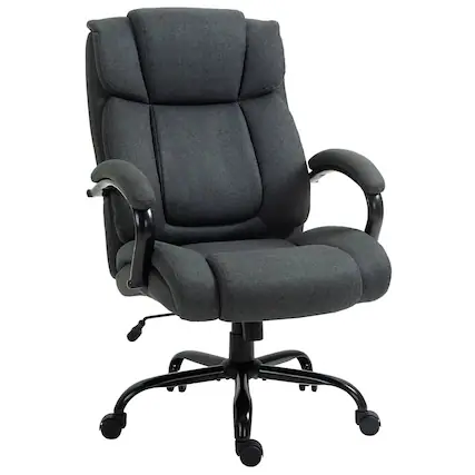 Front. Platinum-Level - Big and Tall Office Chair with Extra-Wide Seat - Charcoal Grey.