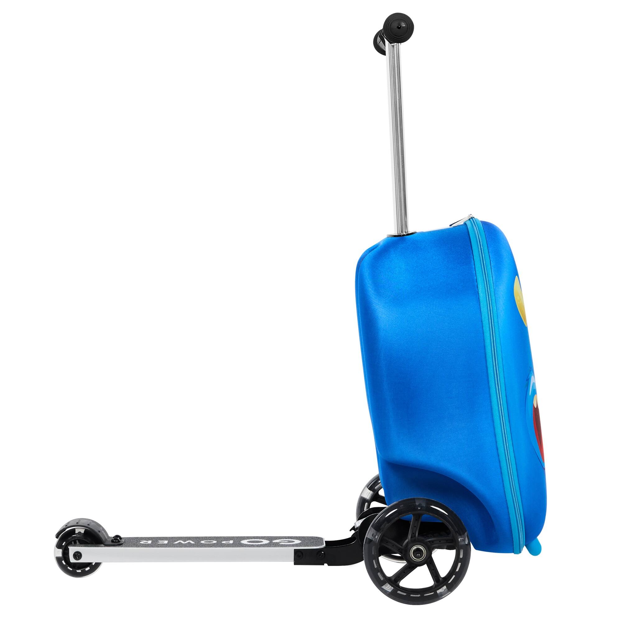 Alt View 4. GoPowerBike - GoPowerBike GoVoyage 3-Wheel Kids Luggage Scooter with Light-Up Wheels | Blue - Blue.