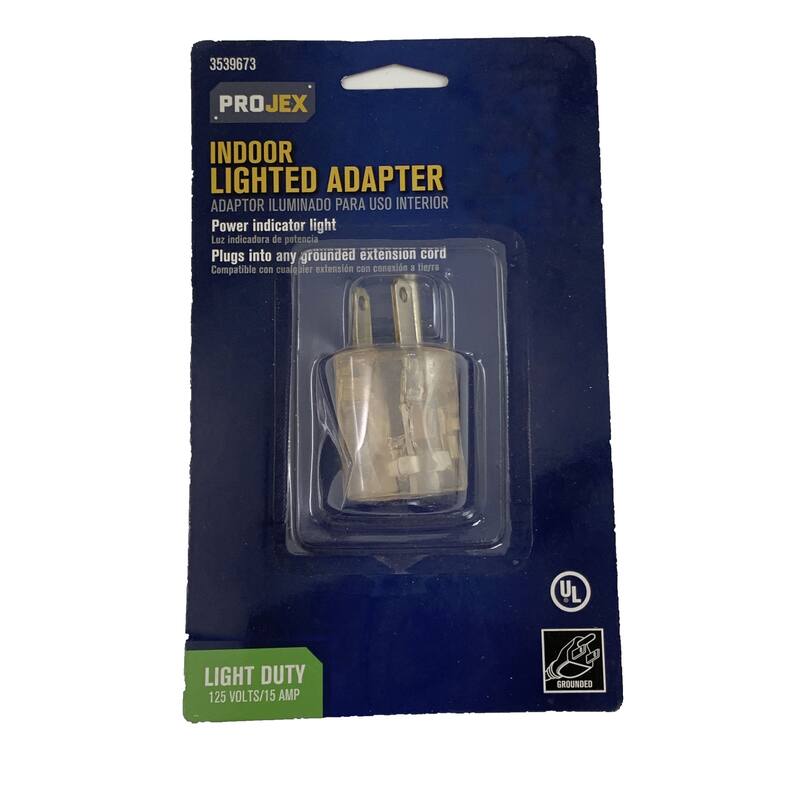 ProjeX - Grounded 1 outlets Adapter w/Light 1 pk