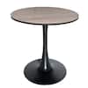 Front. LeisureMod - Bristol 27" Round MDF/Sintered Stone Dining Table - Modern Scratch-Resistant Pedestal Kitchen Table - MDF - Dark Walnut.