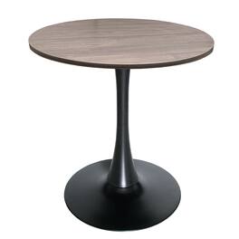 LeisureMod - Bristol 27" Round MDF/Sintered Stone Dining Table - Modern Scratch-Resistant Pedestal Kitchen Table - MDF - Dark Walnut