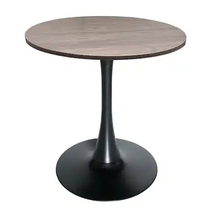 Front. LeisureMod - Bristol 27" Round MDF/Sintered Stone Dining Table - Modern Scratch-Resistant Pedestal Kitchen Table - MDF - Dark Walnut.