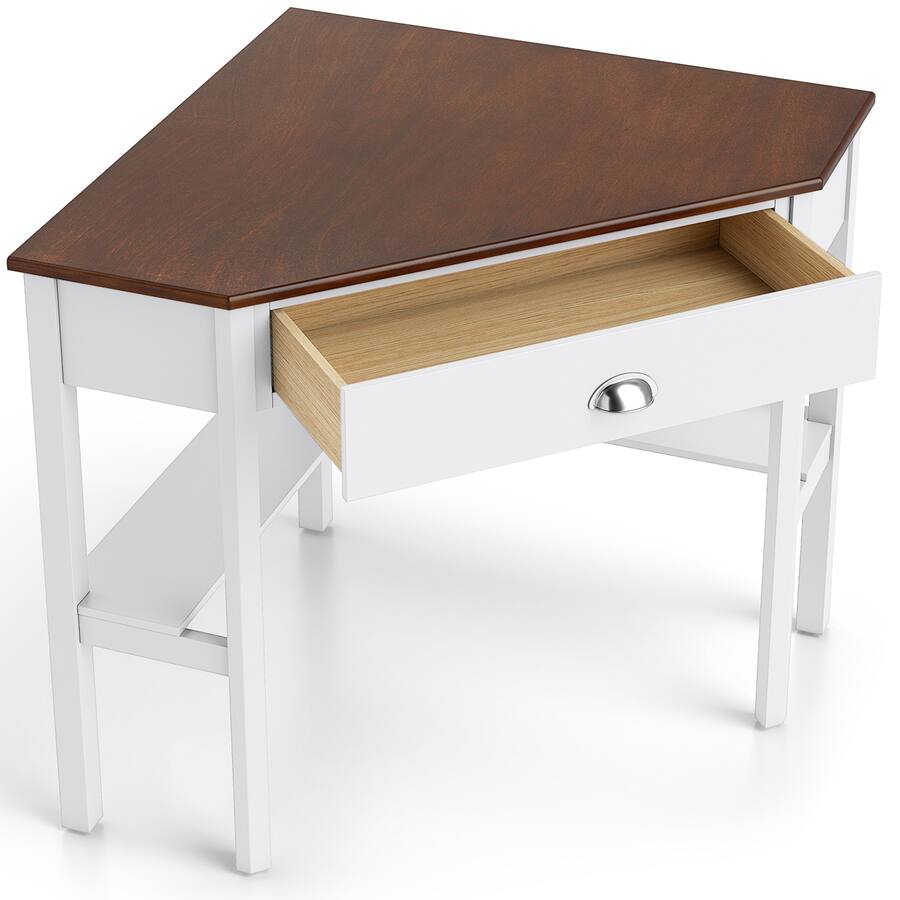 A Triangular Room Gymax Space saving Triangular Computer Desk w/ Solid Wood Legs for ...