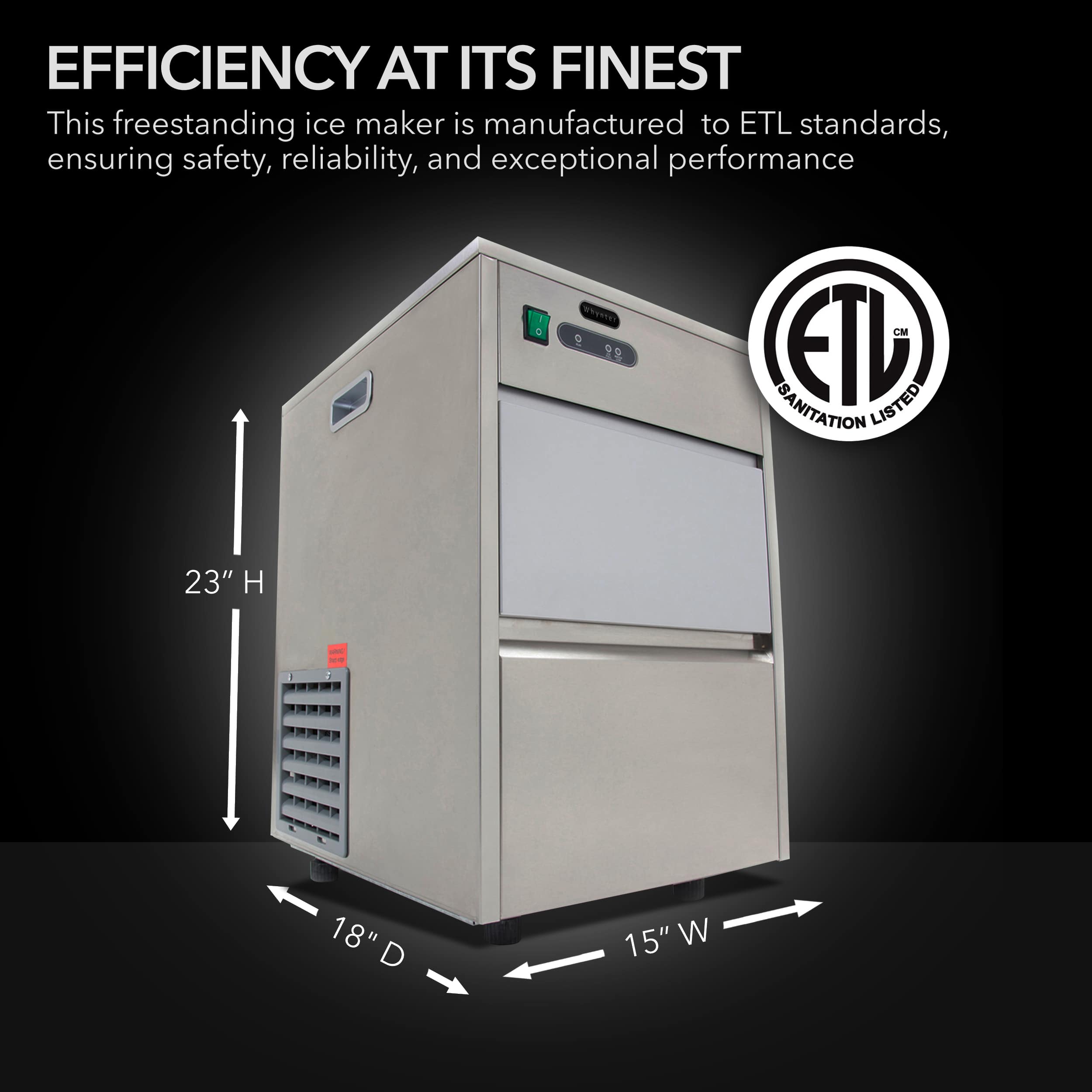 Alt View 12. Whynter - 15" 44-Lb. Freestanding Icemaker - Stainless steel.