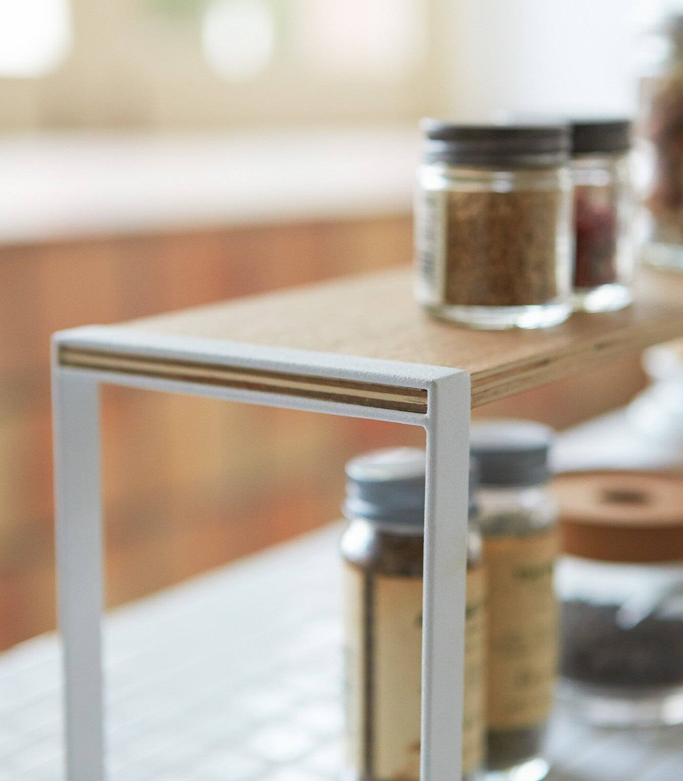 Alt View 4. Yamazaki Home - Single-Tier Riser - Steel + Wood - White.