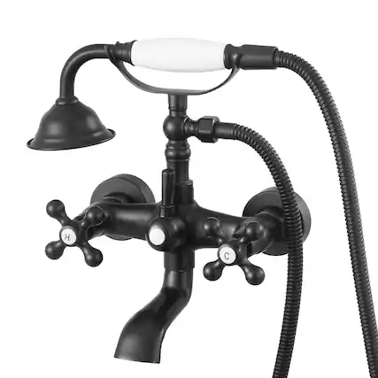 Front. VEVOR - Clawfoot Tub Faucet, Wall Mount Bathtub Faucets with Handheld Shower, Matte Black Clawfoot Tub Filler Faucet Shower Kit - Matte Black.