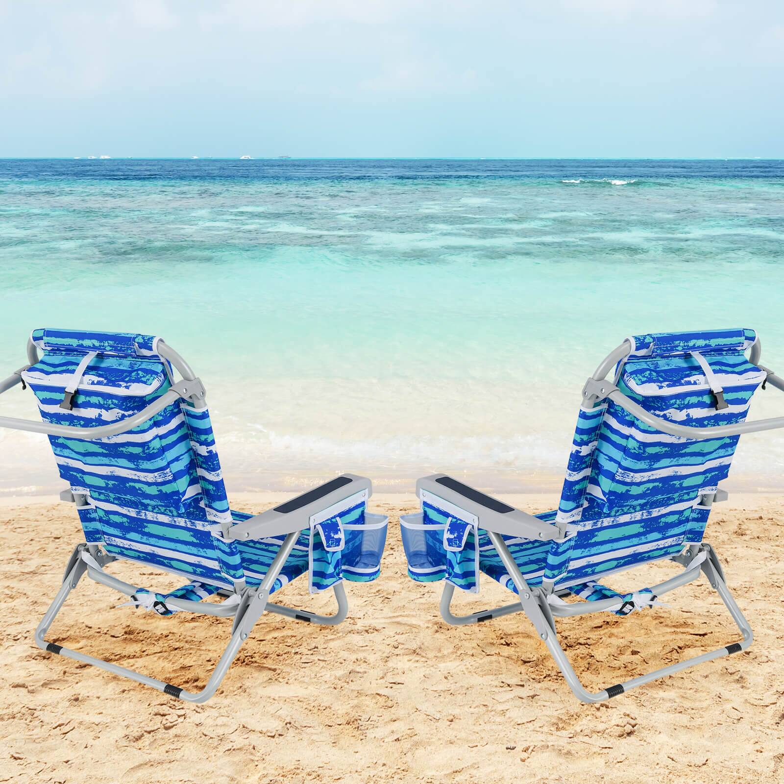 Alt View 1. Costway - Costway 1 PCS Folding Beach Chair for Adult Lightweight Aluminum Camping Chair with Storage Bag - Navy.