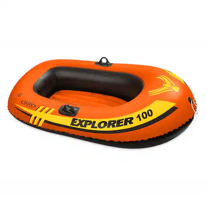 Front. Intex - Explorer 100 1 Person Youth Pool Lake Inflatable Raft Row Boat - Orange.