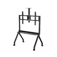 Front. Sylvox - Outdoor Rolling TV Stand for 43"–55" TVs Mobile Cart with Locking Wheels, Adjustable Shelf, VESA up to 700×500mm, 88 lb - Black.