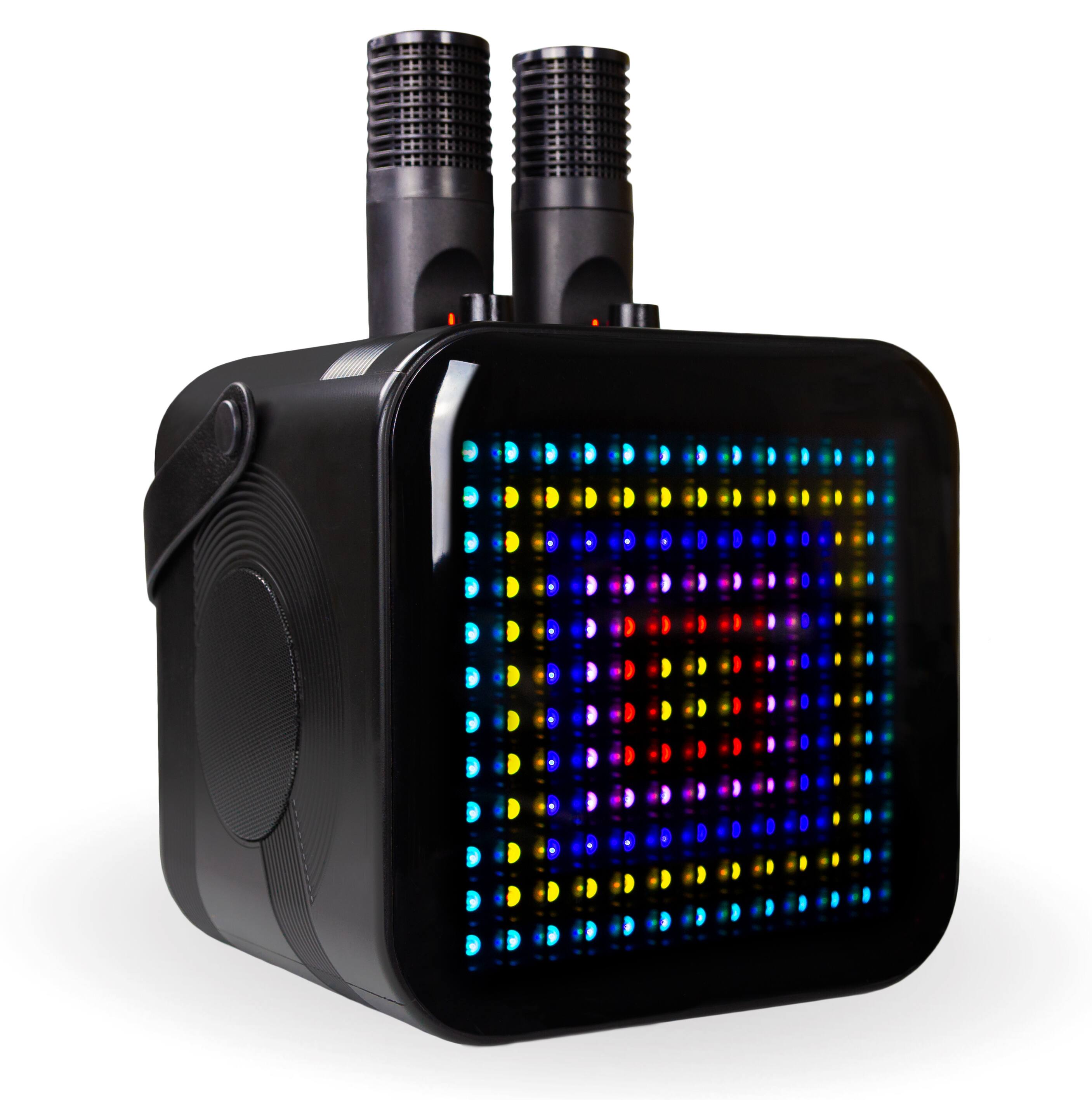 Angle. Rockjam - RockJam Pixel Karaoke Machine with 2 Wireless Microphones Bluetooth Karaoke Machine - Black.
