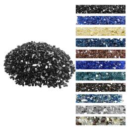 VEVOR - Fire Glass, 20 LBS / 9.0 KG High-Temperature Resistant Fireplace Rocks, 1/2-Inch / 12.7 mm Reflective & Smokeless - Black