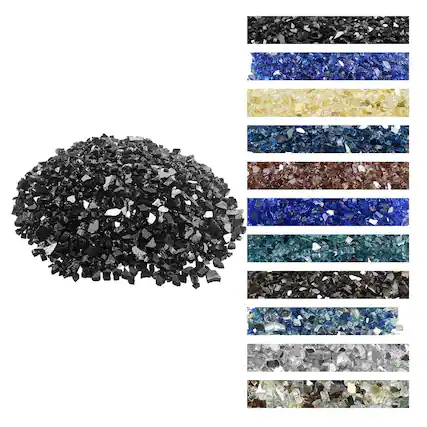 Front. VEVOR - Fire Glass, 20 LBS / 9.0 KG High-Temperature Resistant Fireplace Rocks, 1/2-Inch / 12.7 mm Reflective & Smokeless - Black.