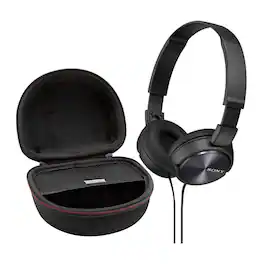 Sony - MDR-ZX310AP ZX Series Stereo Headset with Headphone Case bundle - Black