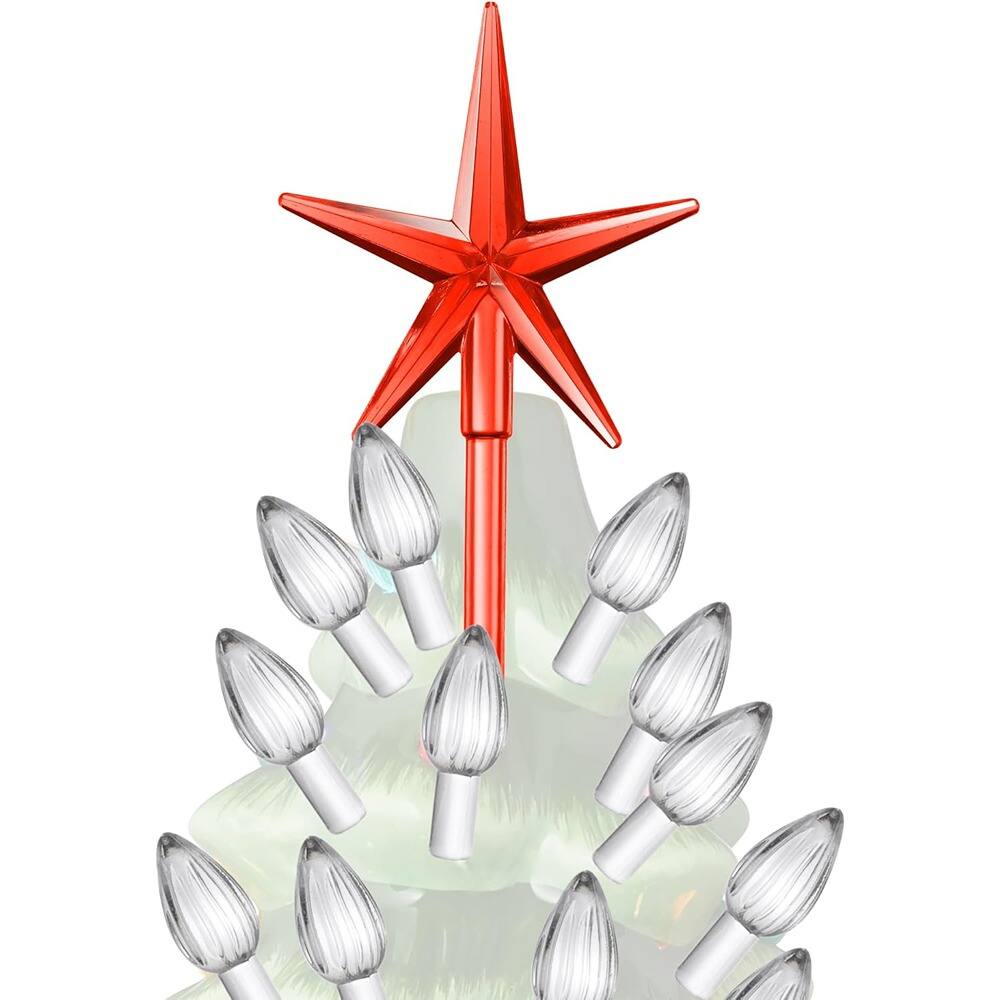 Back. Schertz - Ceramic Christmas Tree Replacement Lights – 108 Clear Bulbs, 3 Star Toppers.