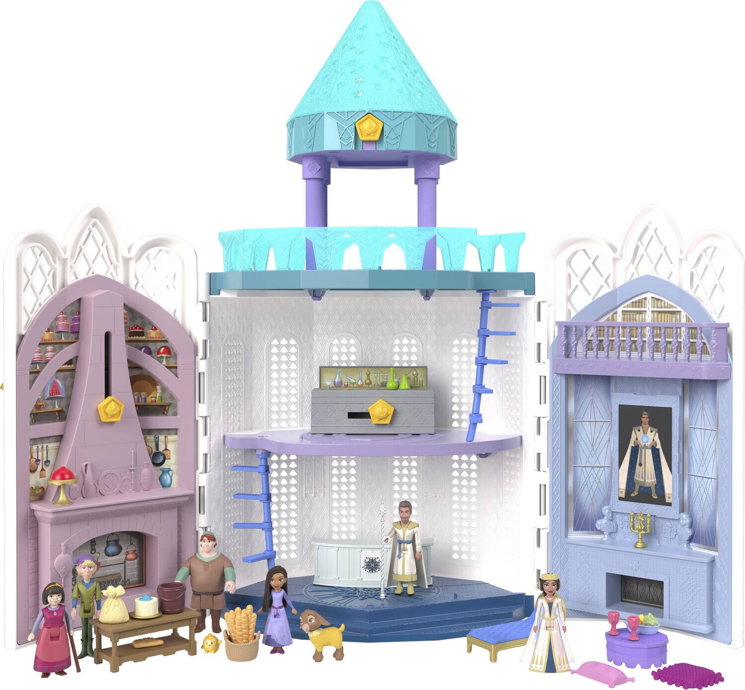 Alt View 2. Mattel - Mattel - Disney's Wish Rosas Castle Dollhouse Playset with Posable Mini Dolls   - Collectibles - Multicolor.