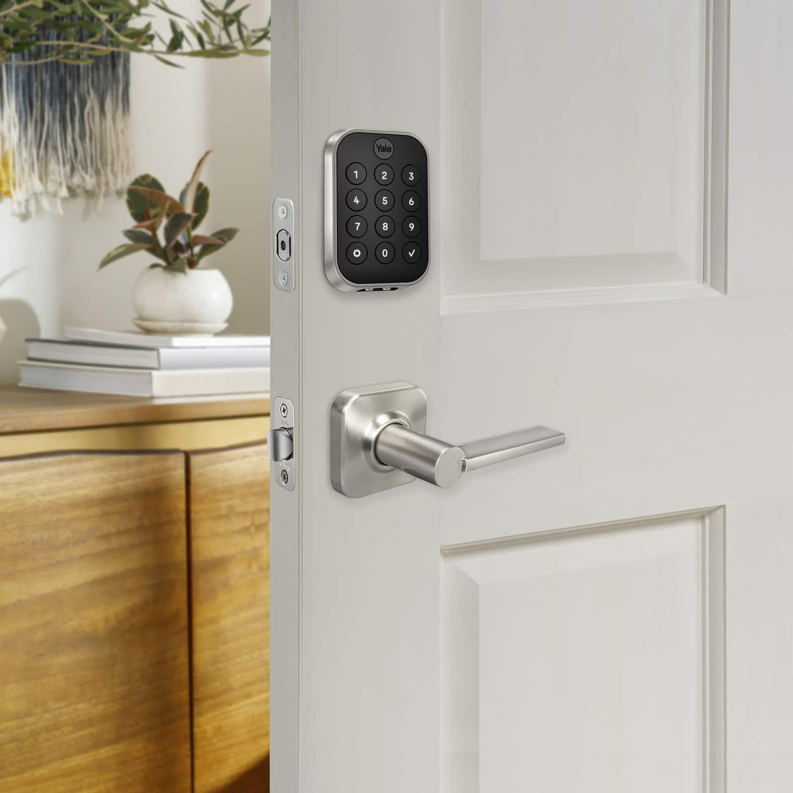 Alt View 12. Yale - Assure Lock 2 - Smart Lock Keyless Bluetooth Deadbolt with Push Button Keypad Access - Satin Nickel.