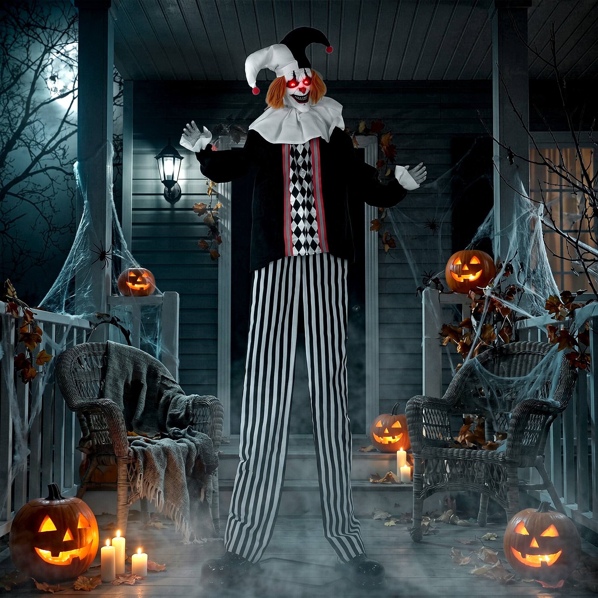 Alt View 8. Homcom - Animated Clown Halloween Decorations with Sound Touch Activated, Light Up Eyes - White/Black/Orange.