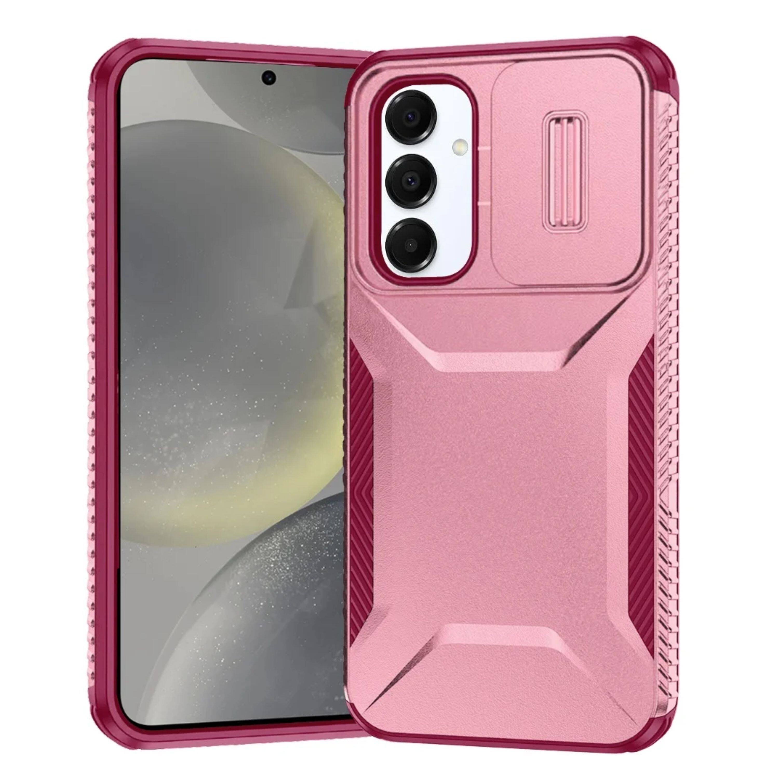 Kitcheniva - Rugged Side Grip Sliding Rear Lens Phone Case With Tempered Glass For Samsung S25/S24 - Pink Burgundy price history on PriceWatchPro