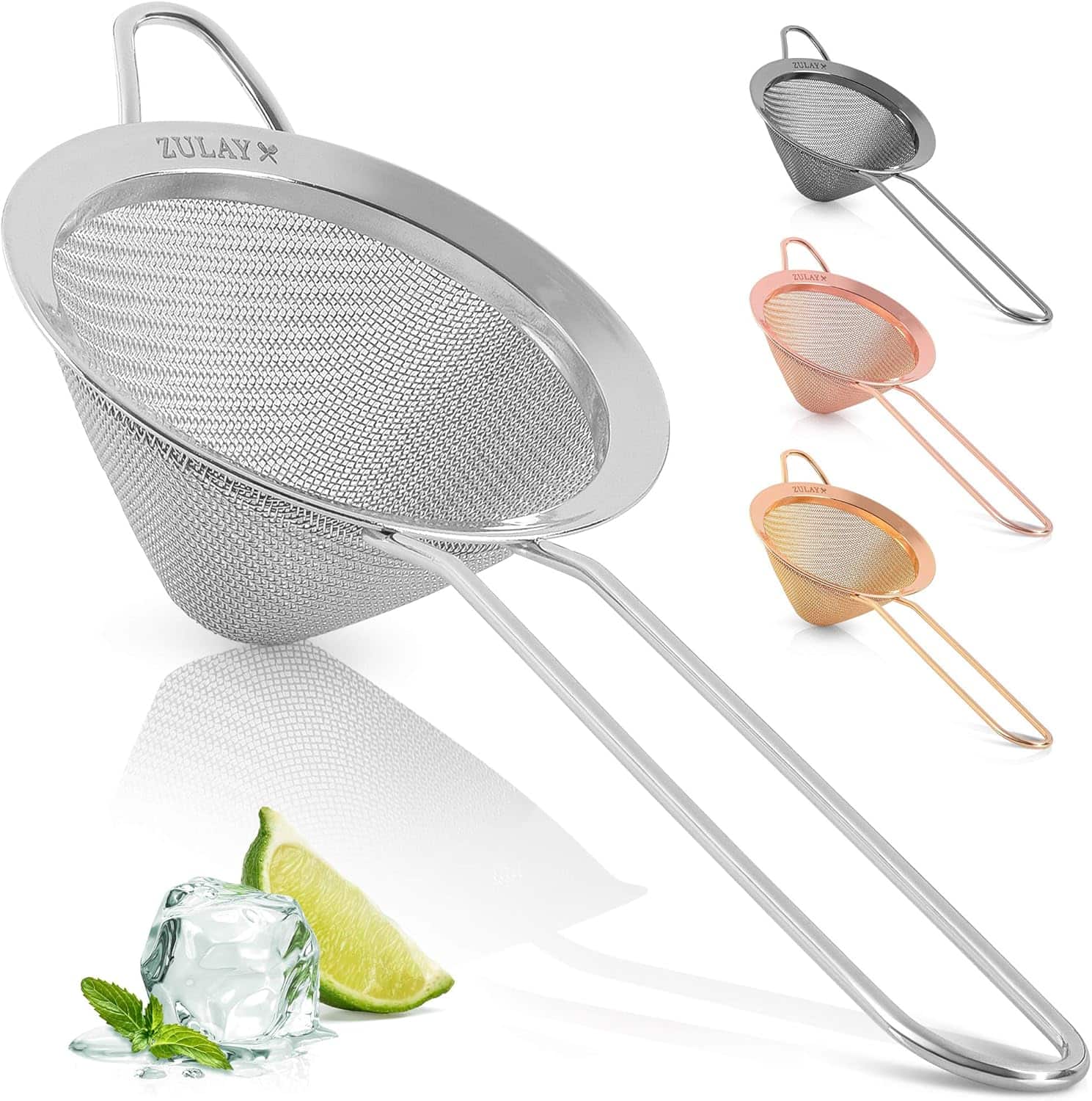 Zulay Kitchen - Stainless Steel Fine Mesh Strainer For Kitchen - Silver
