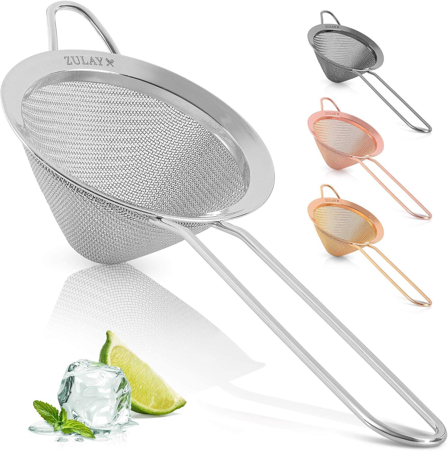Zulay Kitchen - Stainless Steel Fine Mesh Strainer For Kitchen - Silver