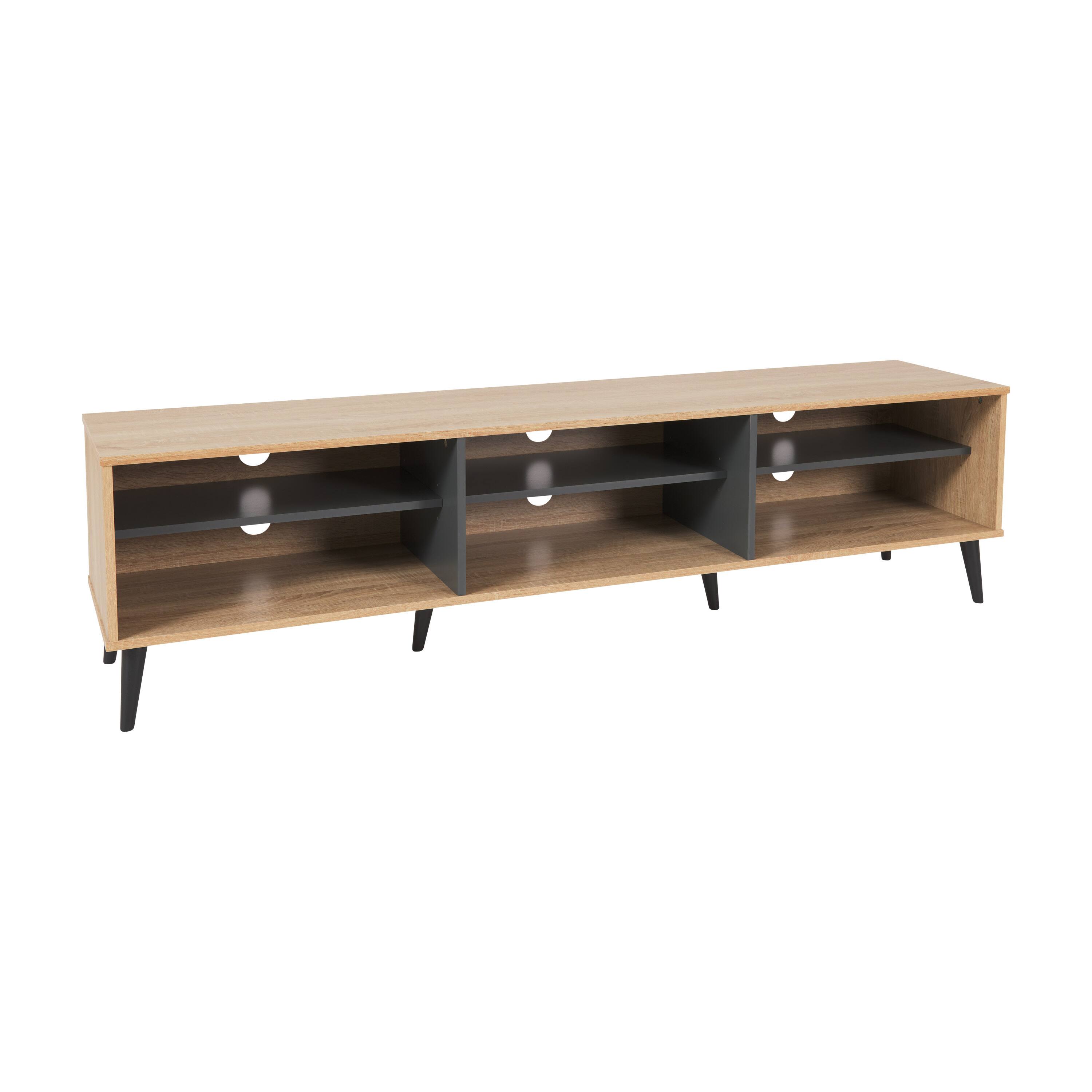 Angle. CorLiving - Cole Collection TV Stand with Open Cabinets for Most TVs up to 85" - Light Wood.