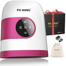 FIT KING - Cordless Hand Massager with Heat, Touch Screen Finger Compression Massager - White