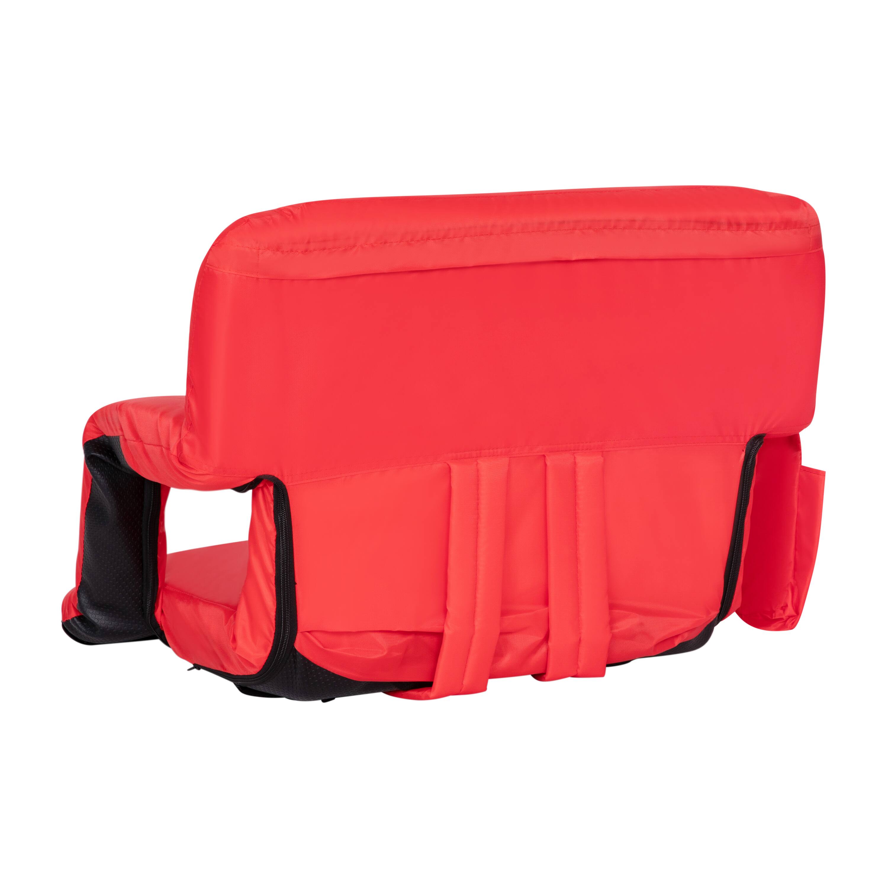 Alt View 7. Emma + Oliver - 5 Position Recline Extra Wide Padded Stadium Chair with Armrests - Red.