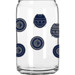 Logo Brands - Winnipeg Jets 16oz. Smiley Can Glass - Multicolor