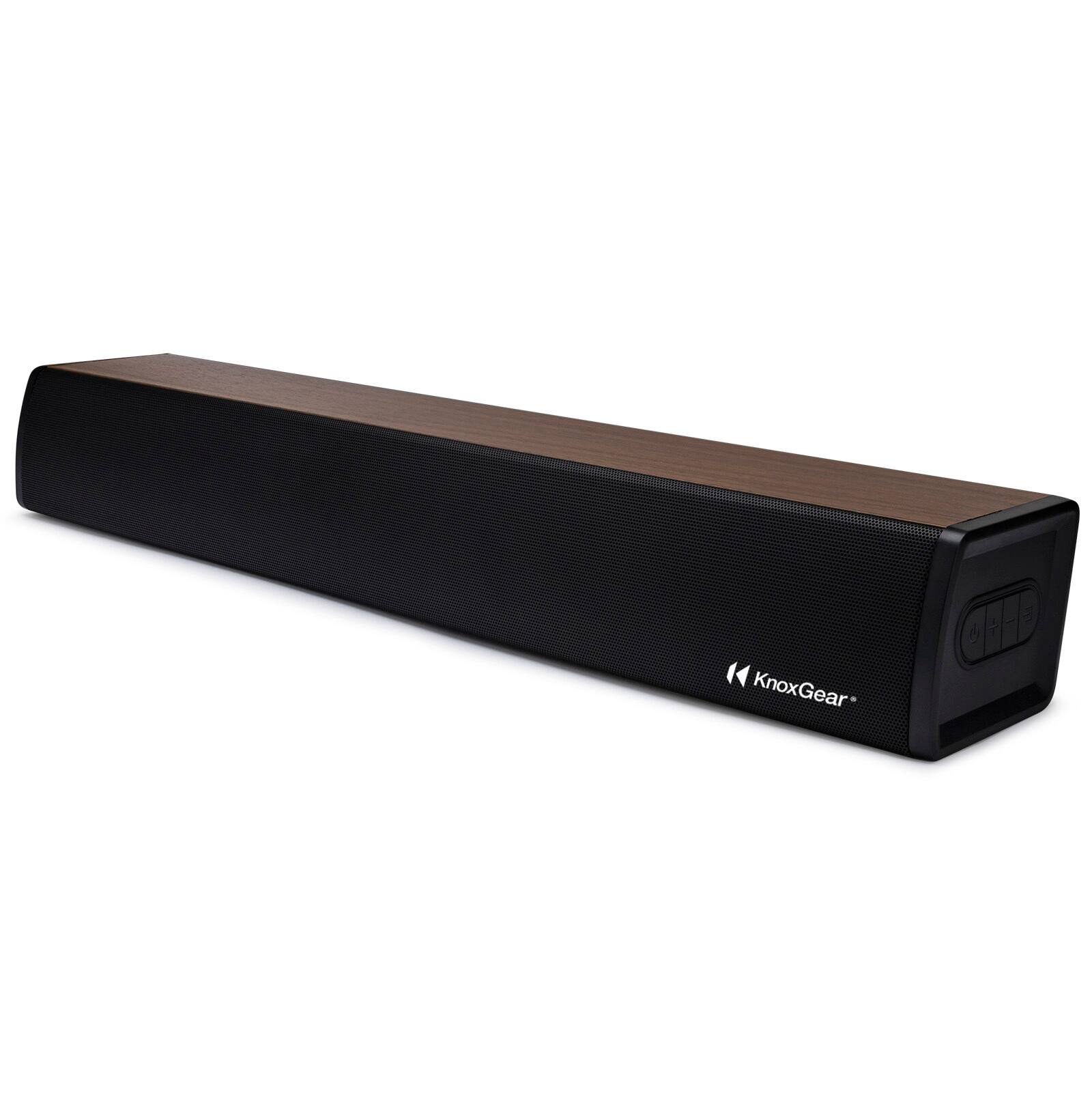 Left. Knox - Knox Gear 60-Watt Compact Wireless 2.0ch Soundbar with Bluetooth 5.0 (Black/Oak) - Black.