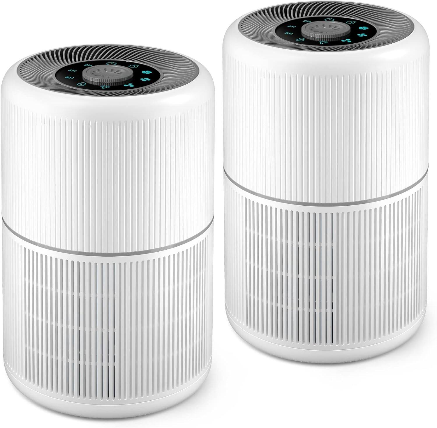 Front. FINEAK - 2 Pack Air Purifier for Home Bedroom, Office Desktop Air Cleaners with 12pcs Fragrance Sponge - Bedroom.