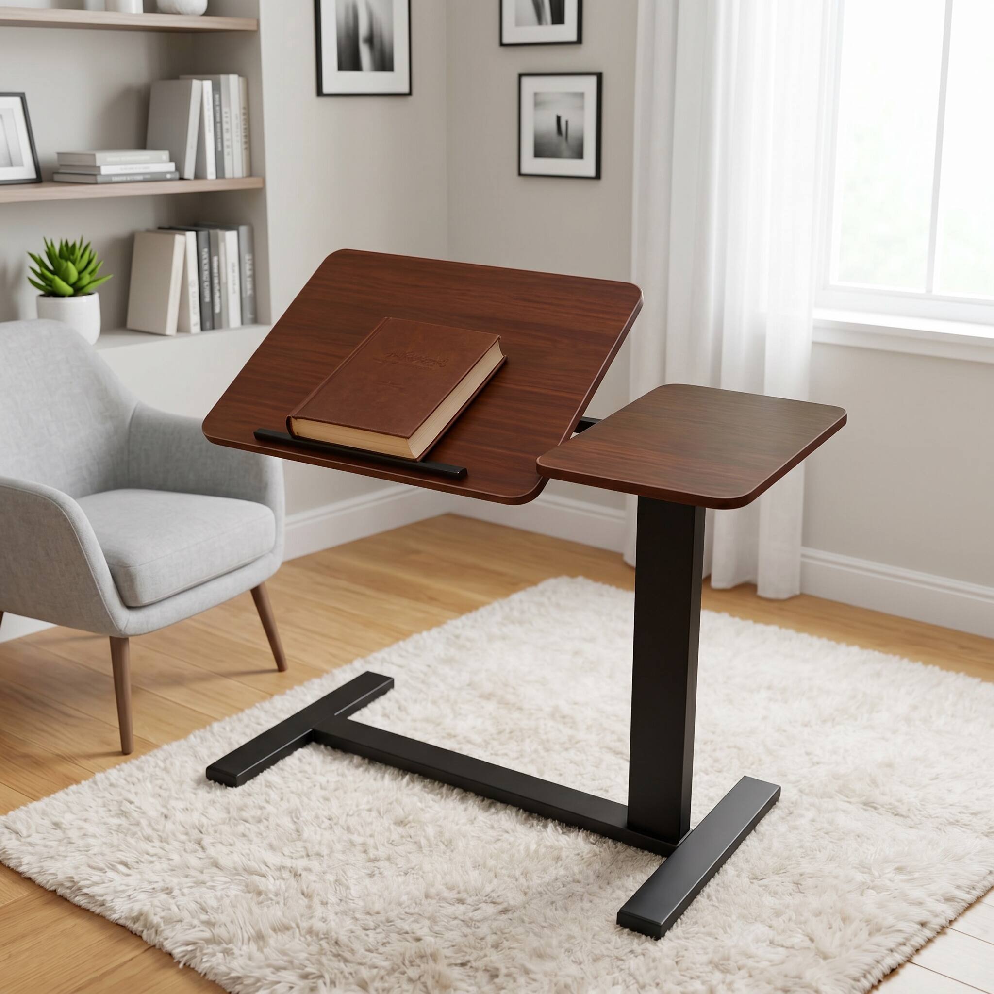 Alt View 7. Forest'nSky - Mobile Adiustable Standing Desk office Desk in Walnut - Walnut.