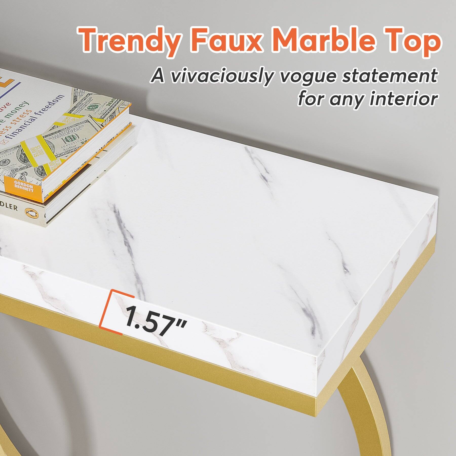 Trendy Faux Marble Top  
A vivaciously vogue statement for any interior  

Ave money financial stress ess "Minhands" $1,000 UCOVERSIDADA 000'15 51,00 GORDON BENNETT DLER  
1.57"