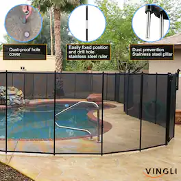 Winado - 4x12FT Swimming Pool Mesh Fence, Storage Guardrail for Outdoor Swimming Backyard Garden Above Ground Pool Safety Fencing - Black