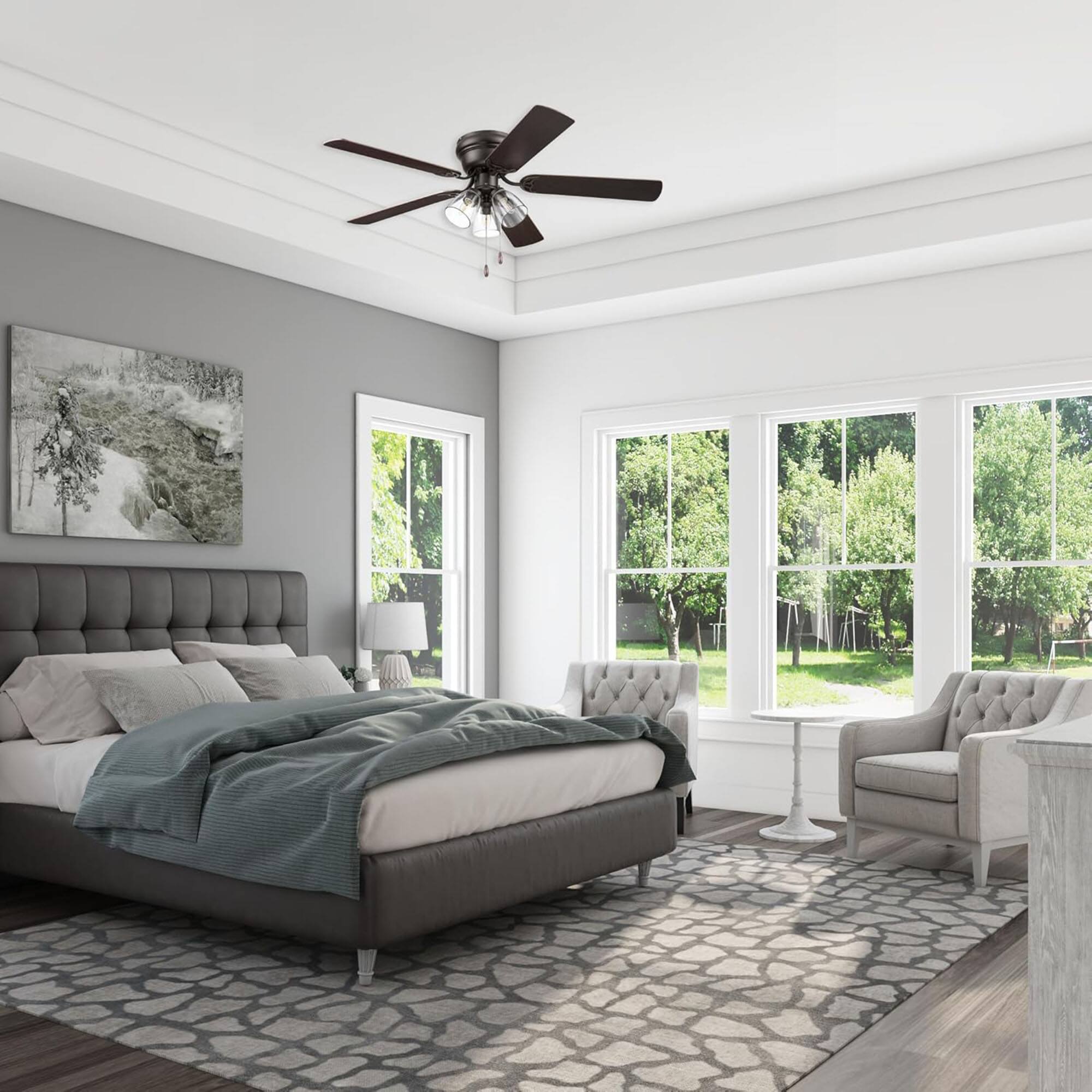 Alt View 3. Portage Bay - Portage Bay Renton Ceiling Fan with Quiet, Reversible Motor, 52 Inch, Bronze - Espresso.