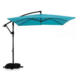 Costway - 8 x 8 FT Offset Cantilever Patio Umbrella,Square Hanging Outdoor Market Umbrella - Turquoise
