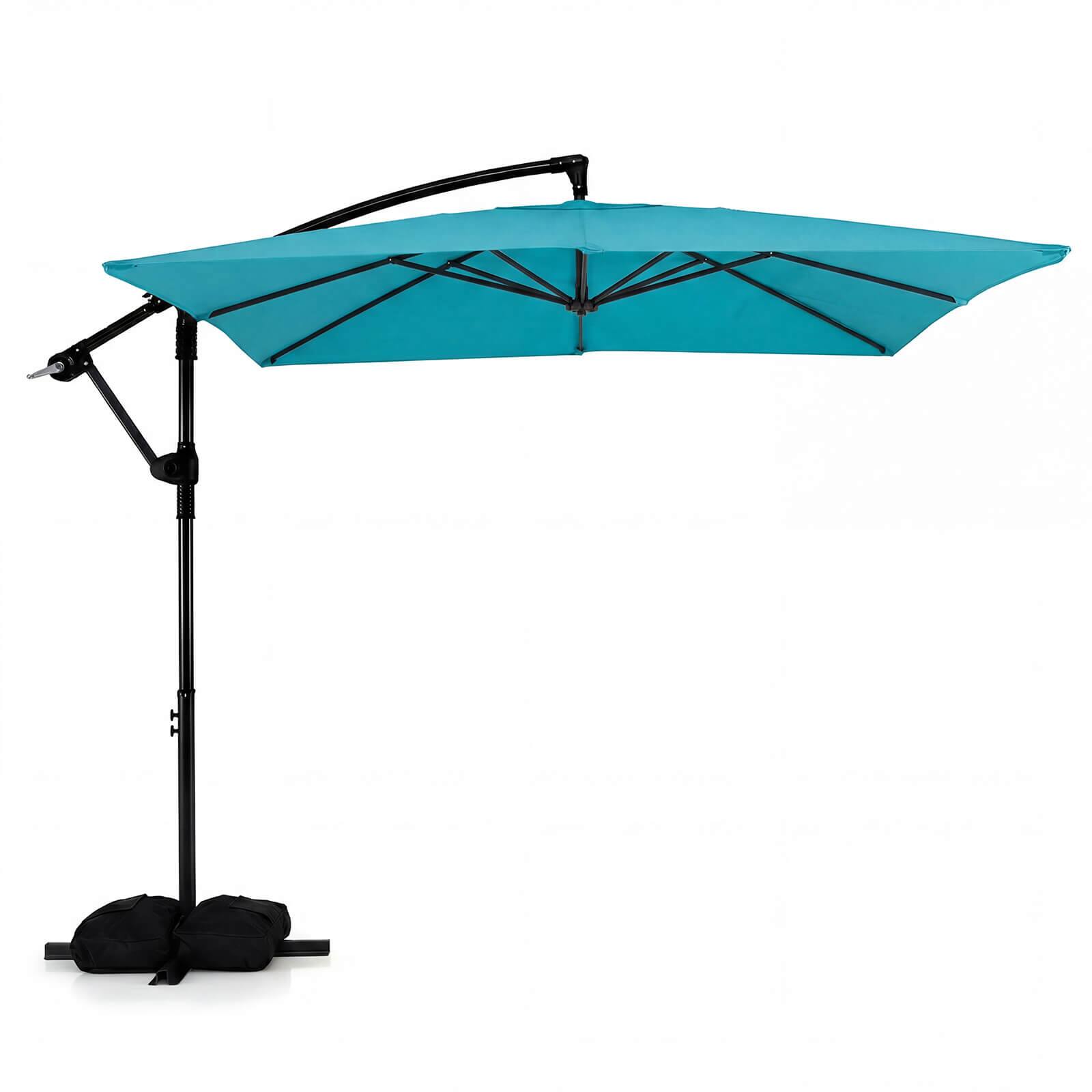 Front. Costway - Costway 8 x 8 FT Offset Cantilever Patio Umbrella,Square Hanging Outdoor Market Umbrella - Turquoise.