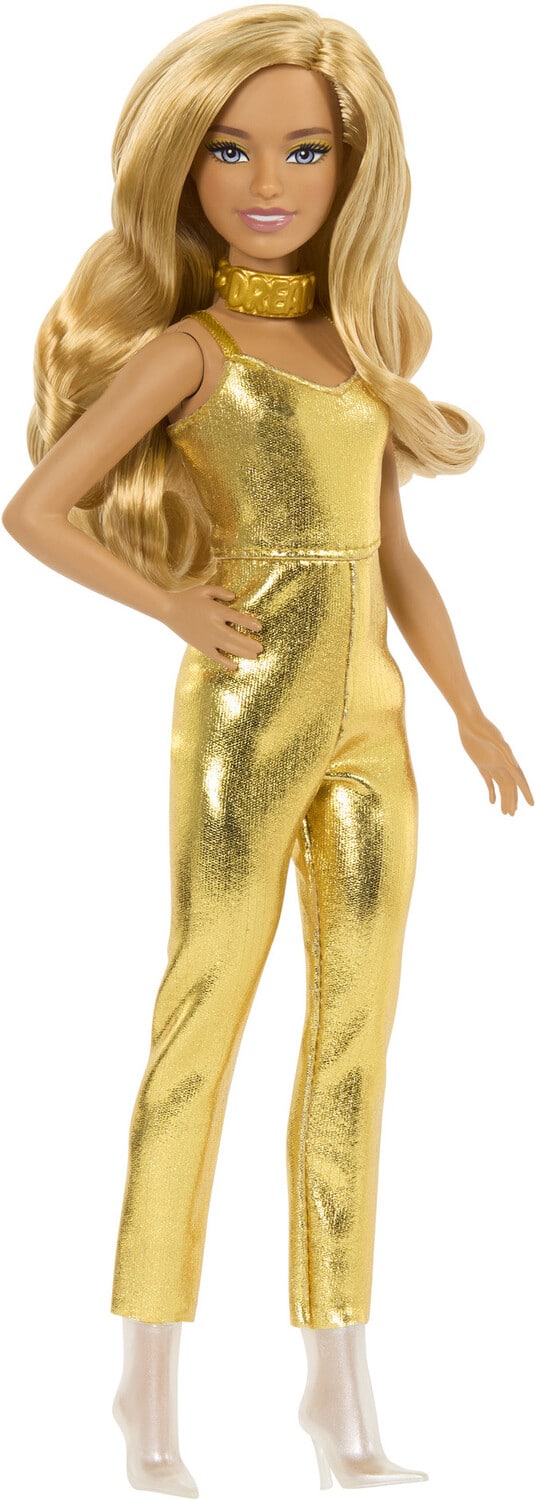 Barbie Fashionista, Petite with Blonde Hair, Wearing Golden Jumpsuit and Accessories - COLLECTABLES - Mattel