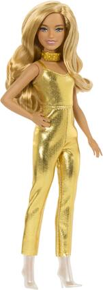 Mattel - Barbie Fashionista, Petite with Blonde Hair, Wearing Golden Jumpsuit and Accessories - Collectibles - Multicolor