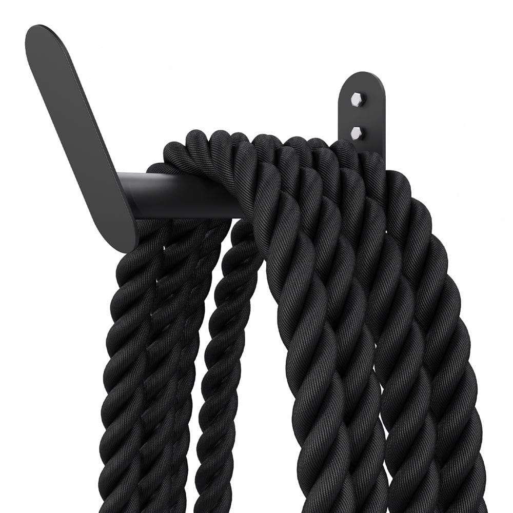 Power Systems - Heavy-Duty Wall-Mounted Rope Hanger for Home Gym Workouts (Up to 50 ft) - Black