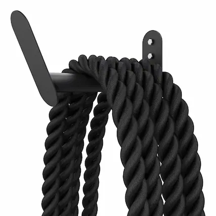 Front. Power Systems - Heavy-Duty Wall-Mounted Rope Hanger for Home Gym Workouts (Up to 50 ft) - Black.