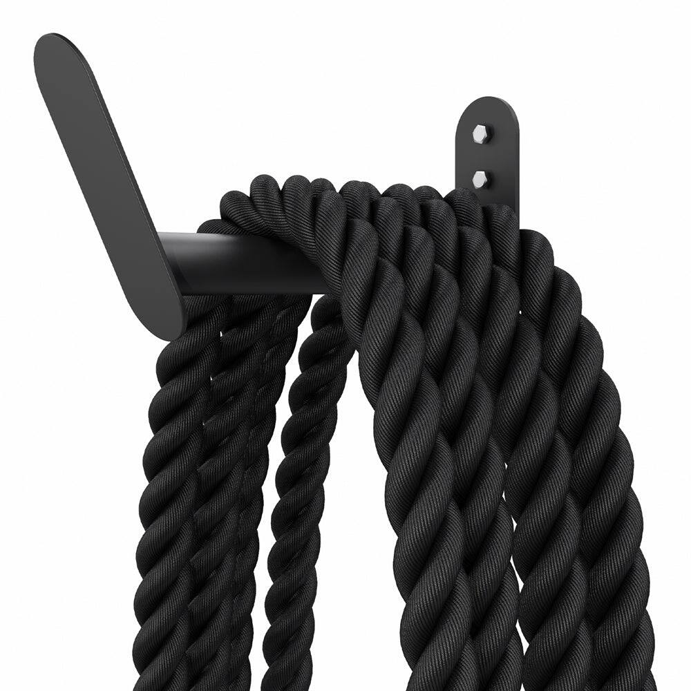 Front. Power Systems - Heavy-Duty Wall-Mounted Rope Hanger for Home Gym Workouts (Up to 50 ft) - Black.